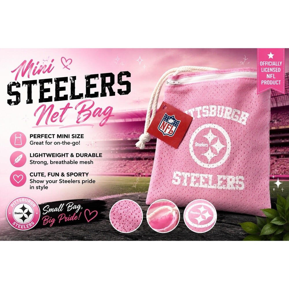 Pittsburgh Steelers Pink Cinch Sack Bag Pool Gym Tote Backpack Sack BCA - New
